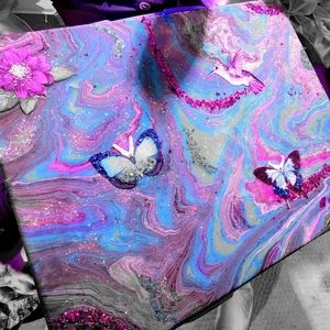 epoxyed acrylic paint pour canvas